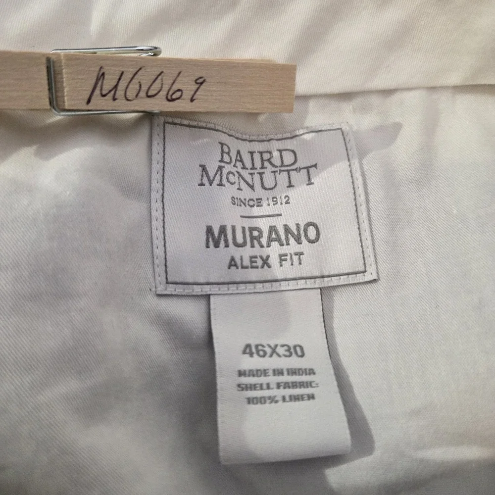 Murano Baird McNutt Alex Fit 100% Linen Pants Mens 46 x 30 Blue Lightweight